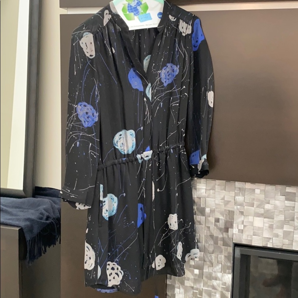 Aritzia Bennett Silk Dress Black With Floral